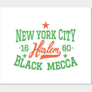 Black Mecca Harlem New York - Harlem Logo - Black Mecca Harlem Shirt Posters and Art